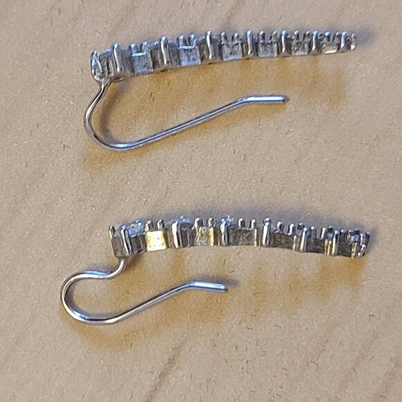 S925 Sterling Silver ear crawler earrings/ear cuffs with cubic zirconia stones - Picture 3 of 5